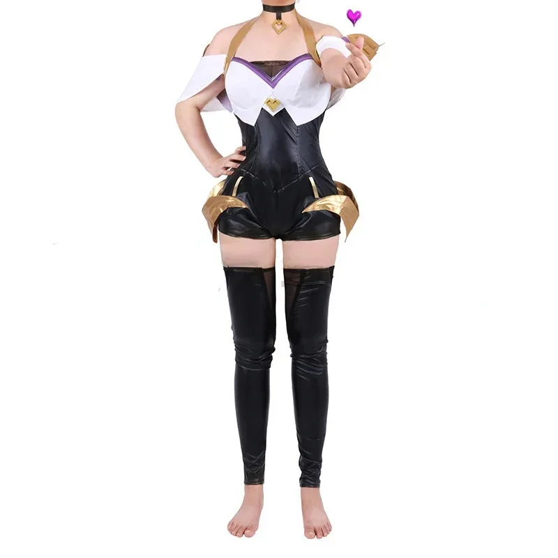 

qq023Game LOL Spirit Blossom Ahri Cosplay KDA Tight Costume Sexy Girls Anime Dress Jumpsuits Party Halloween Suits