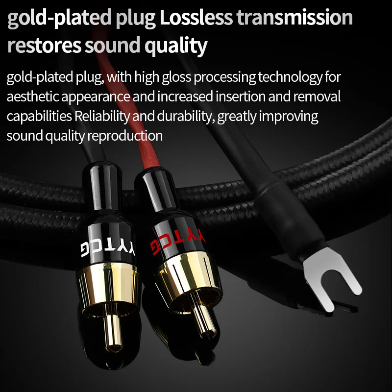 Kabel audio 2RCA z przewodem uziemiającym Czarny odtwarzacz taśm winylowych LP Obudowa wzmacniacza Odtwarzacz płyt winylowych HiFi Kabel odtwarzacza płyt winylowych