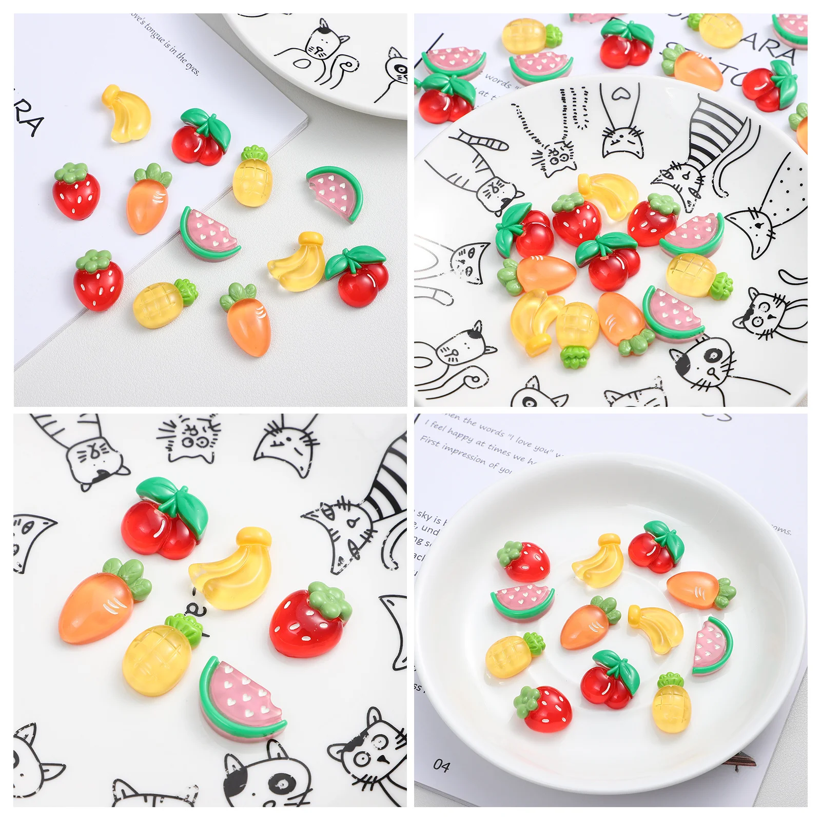 100 Stuks Fruit Charms Hars Plaksteen Kralen voor Sieraden Maken Nail Art Scrapbooking Haaraccessoires DIY Benodigdheden