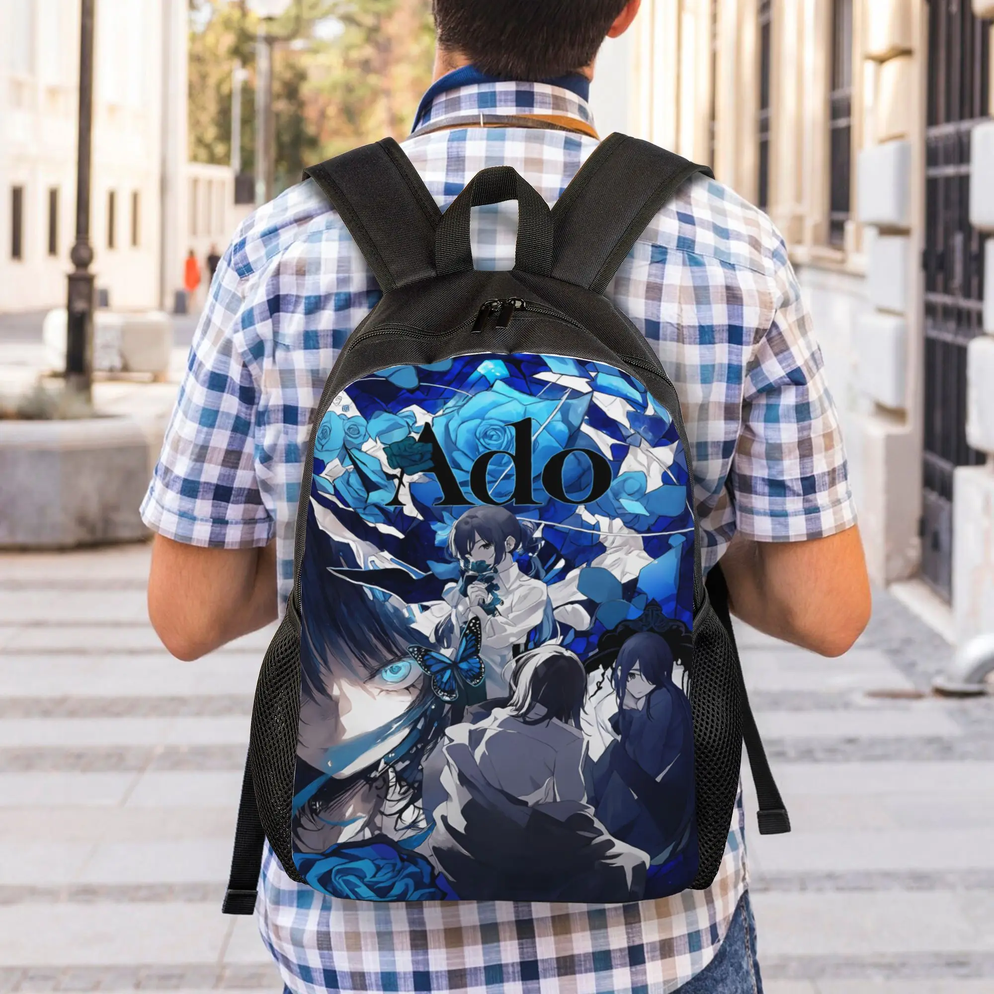 Ado Hibana World Tour Casual Backpack with Pocket High School Business Anime Singer Daypack for Men Women College Shoulder Bag