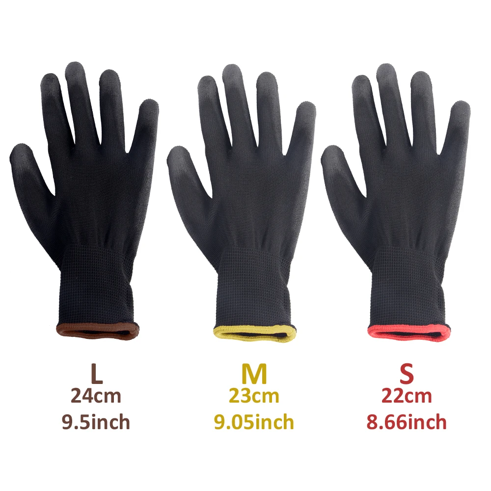 12 Pair Black /Grey/ Horticulture Gloves Safety Work Gloves Repair Gloves Palm Coated Gloves Carpenter Repairman Supplies