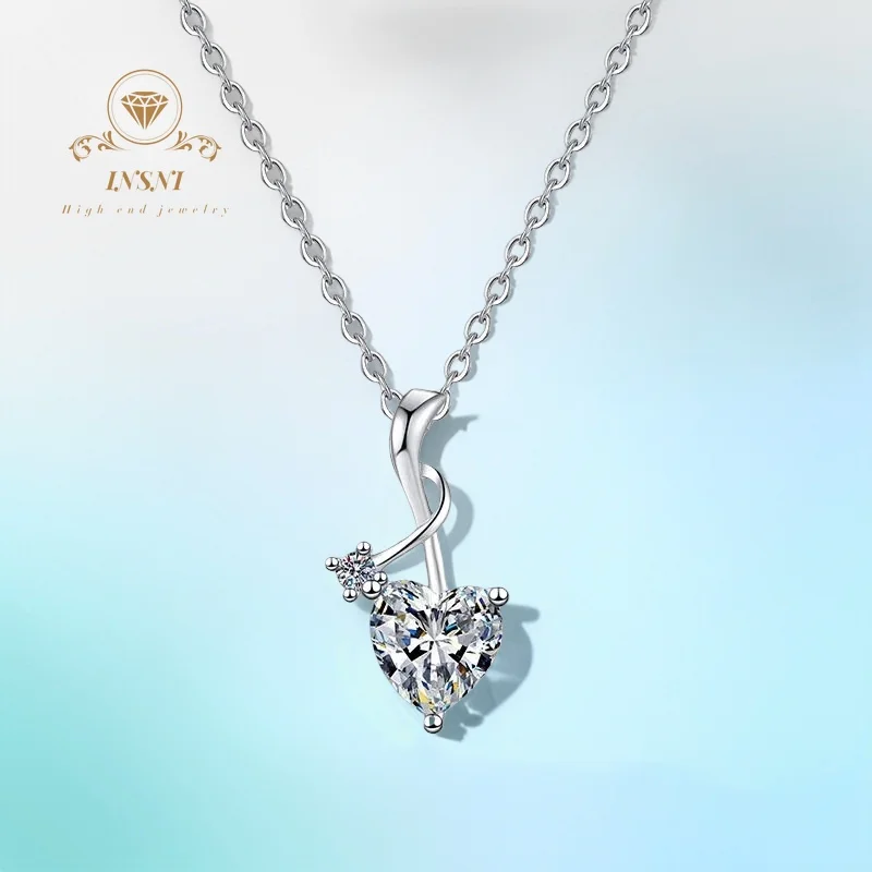 

Подвеска с муассанитом в форме сердца, 1 карат, цвет D, минималистичный дизайн, серебро S925, корейские и японские женские украшения, сертифицировано GBA, подарок для женщин