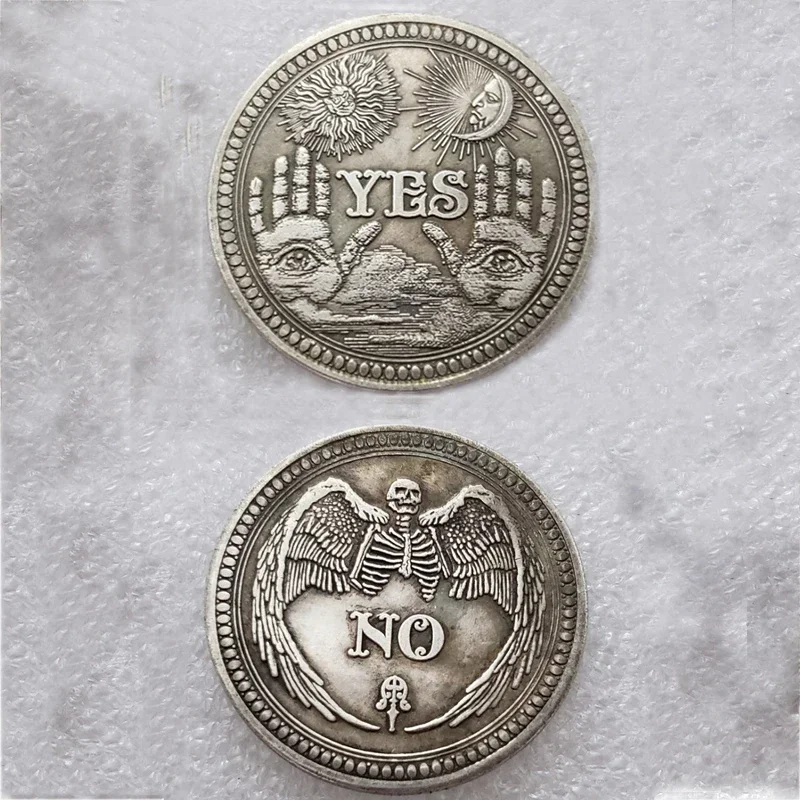 Yes/No Ouija Gothic Prediction Decision Coin All Seeing Eye or Death Angel Nickel USA Morgan Dollar COIN COPY Type Commemorative