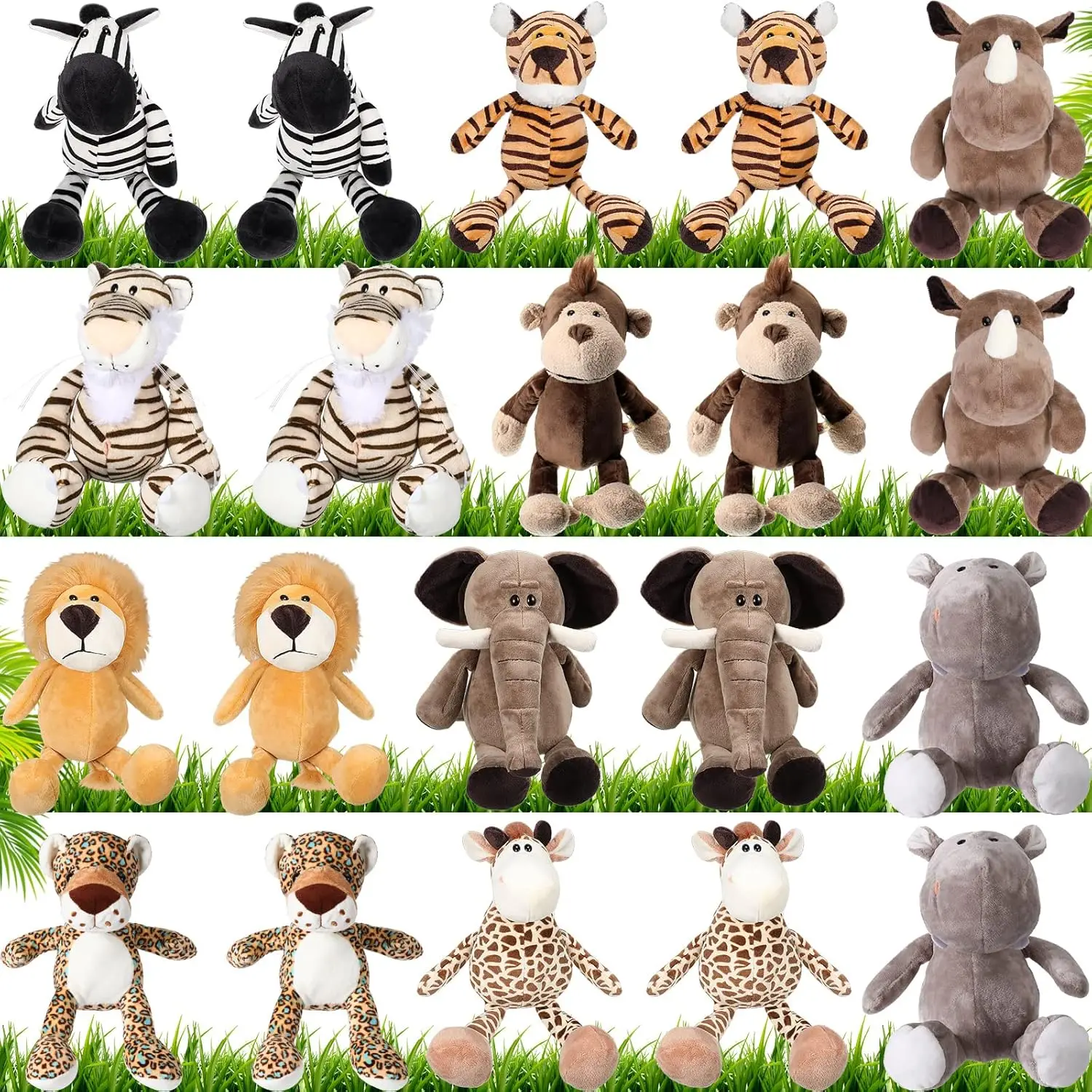 Safari Stuffed Animals 11.8'' Plush Jungle Wild Animals Cute Elephant Giraffe Lion Tiger Monkey Stuff Animals Soft Stuffe