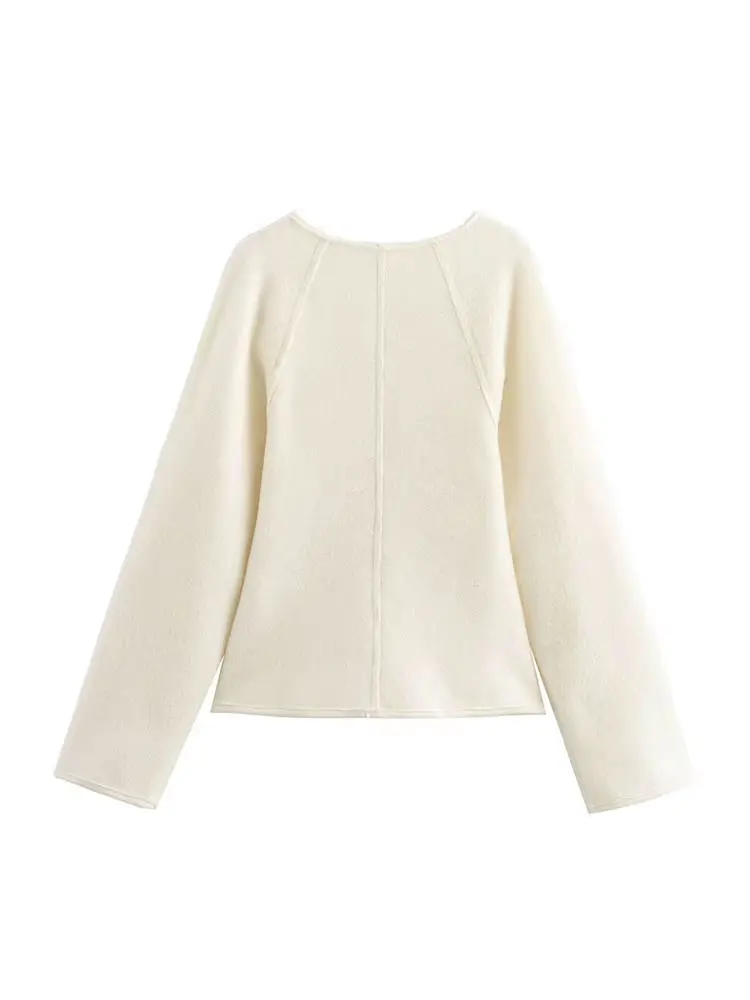 HH 2024Female Autumn Fashion Casual Coats Long Sleeves Belt Decoration Cardigan Solid V-Neck Slim 2-Colors Elegant Retro Top