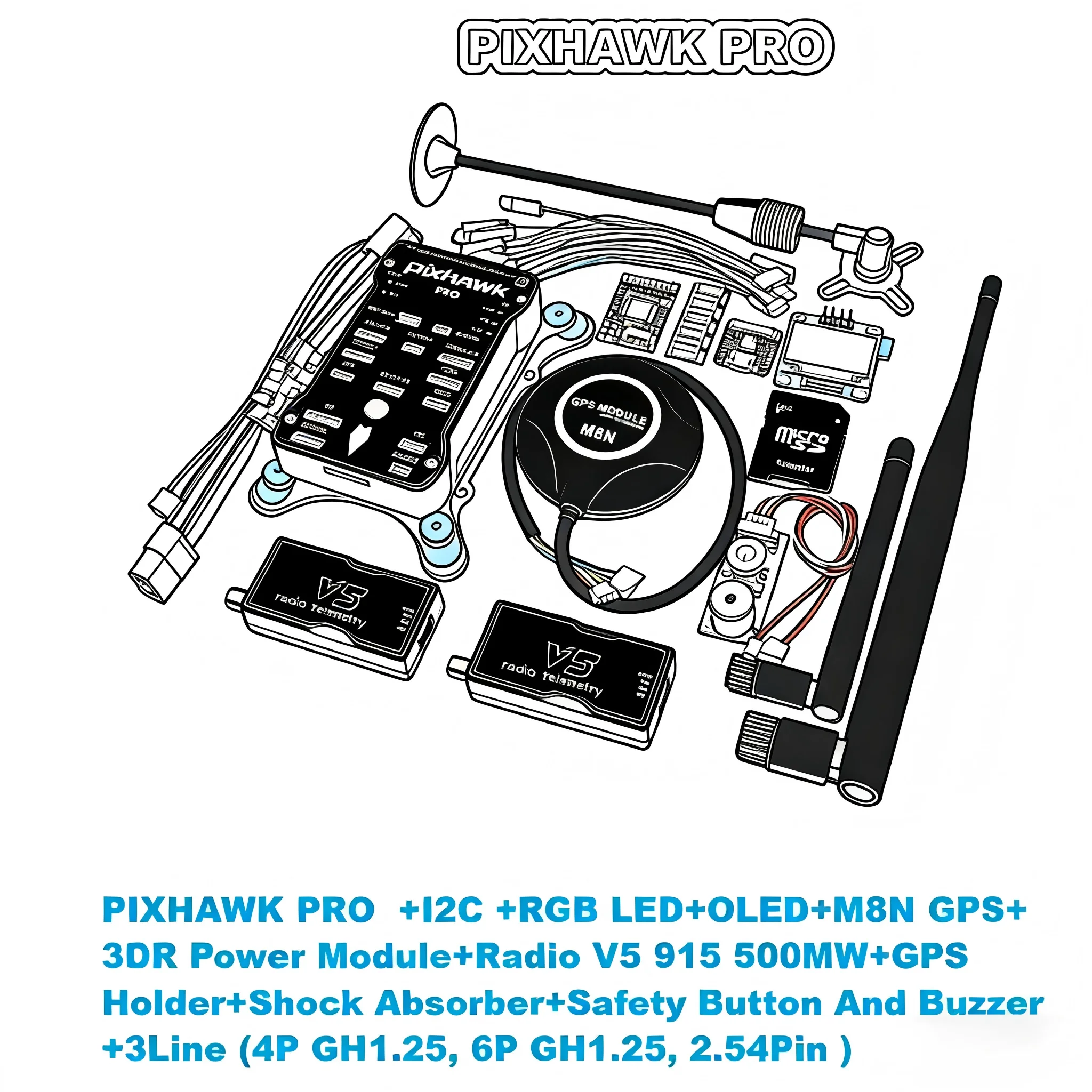 

Полетный контроллер DroneHub PIXHawk PX4 PRO PIX 32 Bit с автопилотом и поддержкой 4G SD для радиоуправляемых квадрокоптеров Ardupilot ArduPlane ArduRover