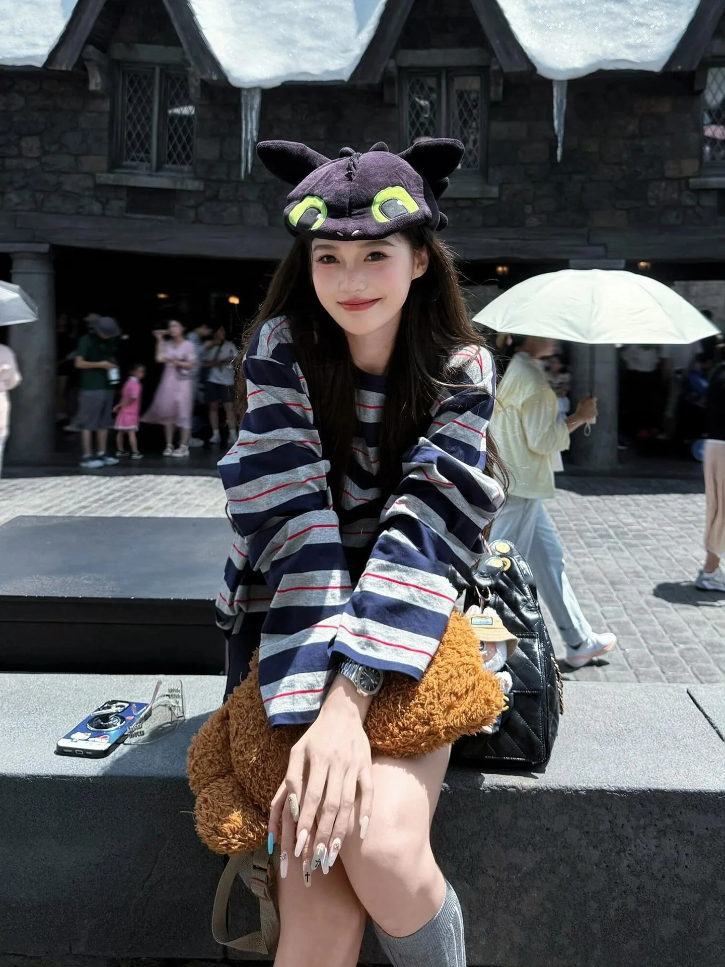 Herbstneuheit: Damen-T-Shirt im koreanischen Stil mit Streifenmuster und langen Ärmeln, lockere Passform, lässiger, entspannter Look, Basic-Oberteil für den Alltag. – Detail 6