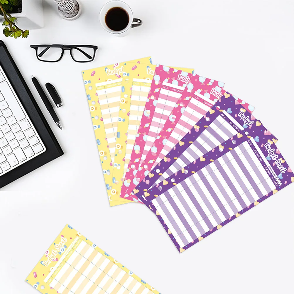 

50pcs Candy Print Sheets Cash Binder Refills Expense Tracker Daily Budget Planner For Home Travel Office Planner Inserts