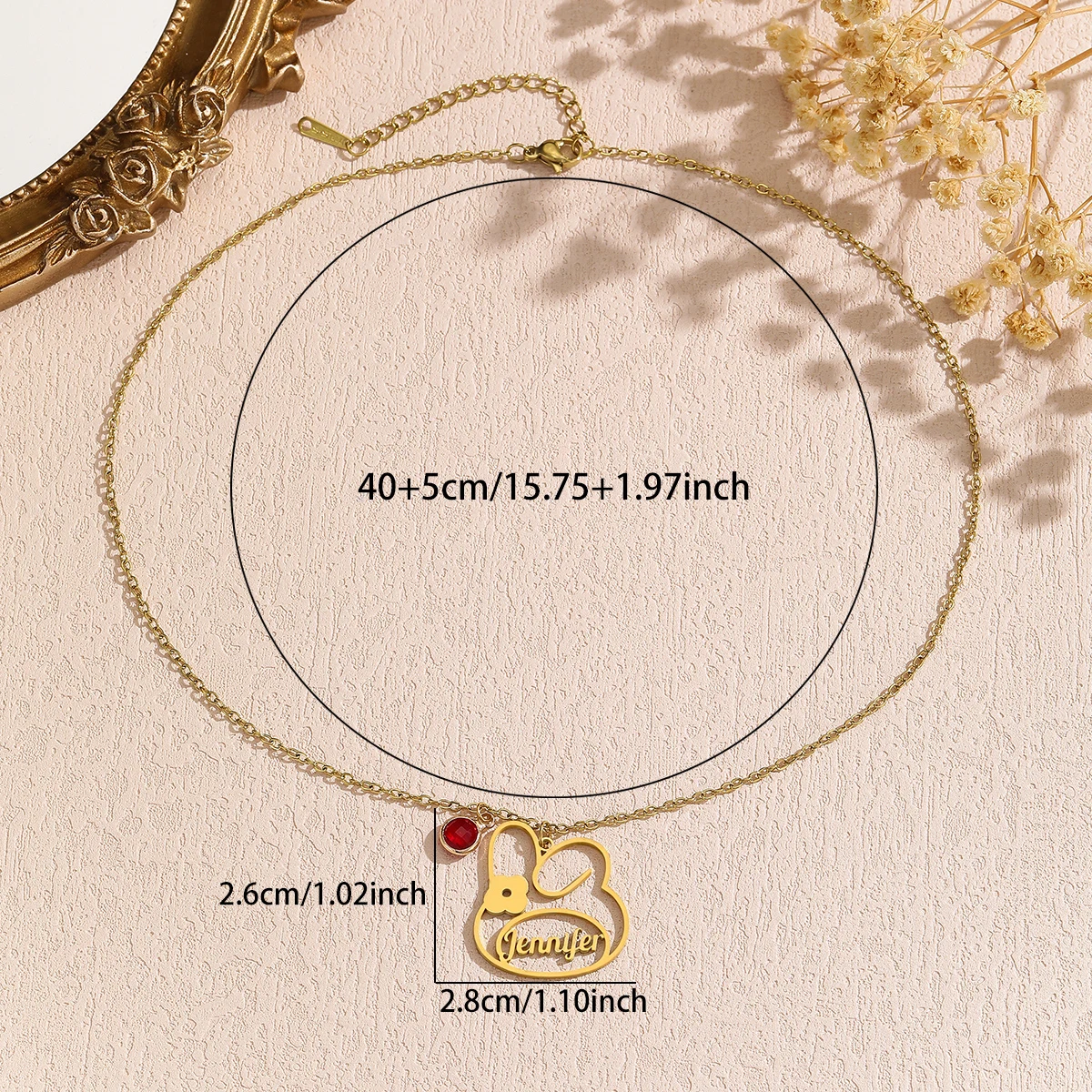 Ожерелье из нержавеющей стали с индивидуальными именами, подвеска с милым кроликом, персонализированные украшения для женщин, подарок на день Святого Валентина