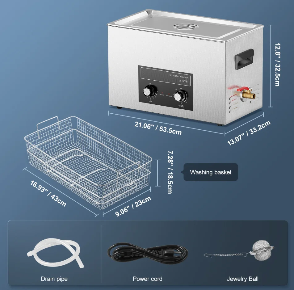 30L USB & Electric Ultrasonic Cleaner with Heater and Timer for Lab Metal Parts Carburetor Brass Car Household Use