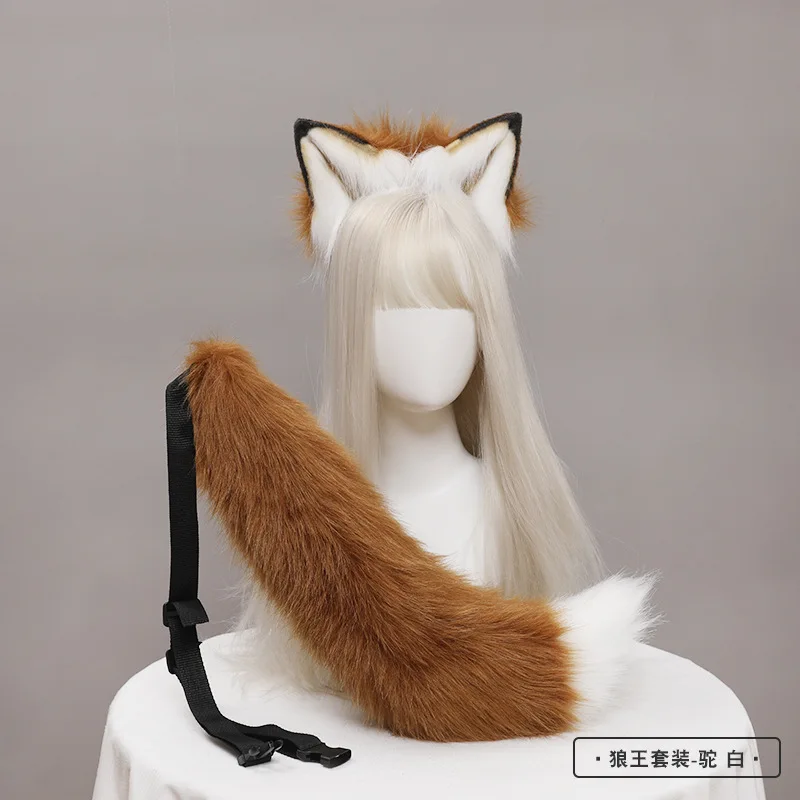 อะนิเมะ Wolf Tail คอสเพลย์อุปกรณ์เสริม Kawaii Faux Fur Fox Tail ชุดฟ็อกซ์หู Headdress JK สาวฮาโลวีนคอสเพลย์ Props Gyaru party