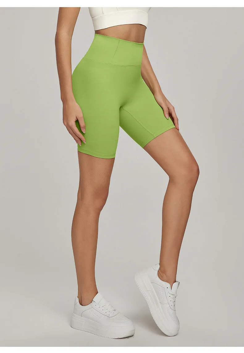 7A Women's Antibacterial Seamless Yoga Shorts Lightweight Breathable Fitness Cycling Shorts with Back Pocket Outdoor Activities