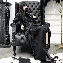 Boho Retro Long Sleeve Blouse and Ribbons Irregular Yamamoto Skirt Set Gothic Punk Black Women's Set Outfit 2020 plus size