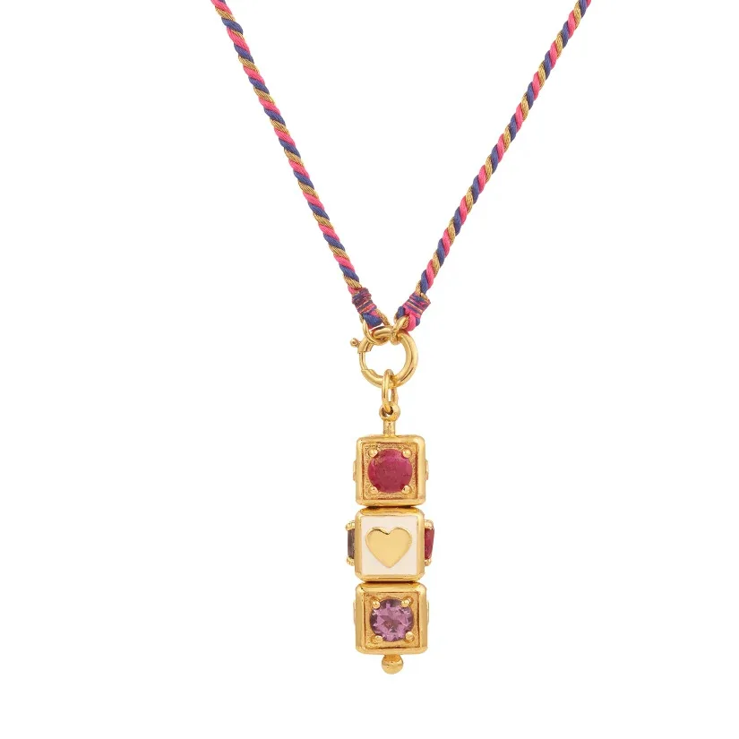 

Romantic Y2K couple accessories Colorful braided rope necklace Three-color totem pendant Vitality stackable anniversary necklace