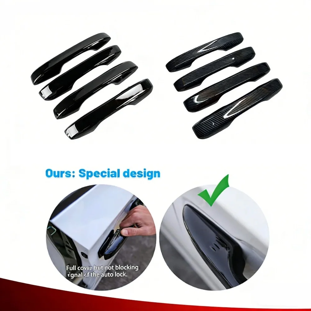 

ABS Handle Trim Door Handle Cover Car Exterior Upgrade Carbon Fiber ABS Material Full Cover Design Pre-applied Tape