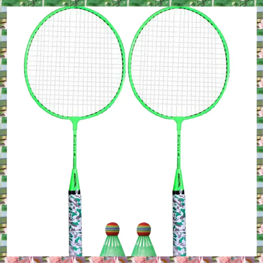 

Спортивные ракетки для бадминтона для детей, воланы, спортивный набор ракеток с 2 мячами для детей, игроков в помещении, на открытом воздухе, мята