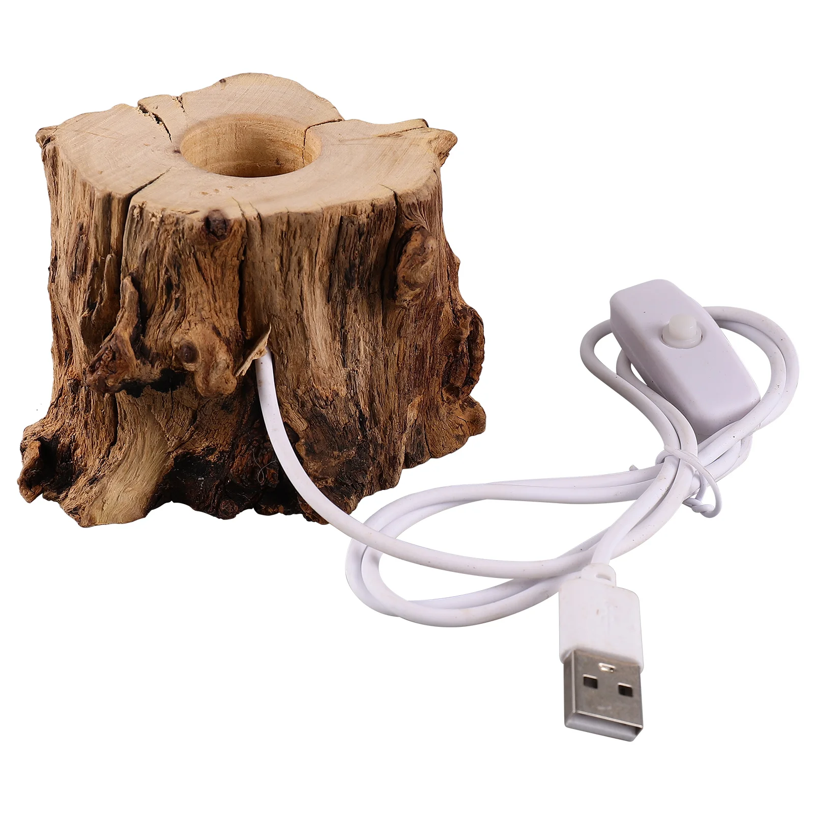 

1PCS Tree Stump LED Lamp Holder Crystal Wooden Base Night Light Decorative Lamp for Office Study Room Desk Light Stand