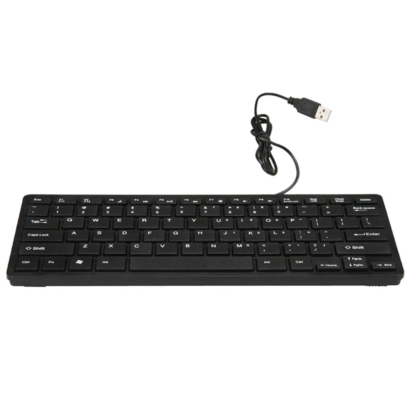Mini Teclado Multimídia com Fio, Ultra Fino, Silencioso, Tamanho Pequeno, 78 Chaves, Compacto, USB, Laptop, PC, Casa, Escritório, Teclado Gamer