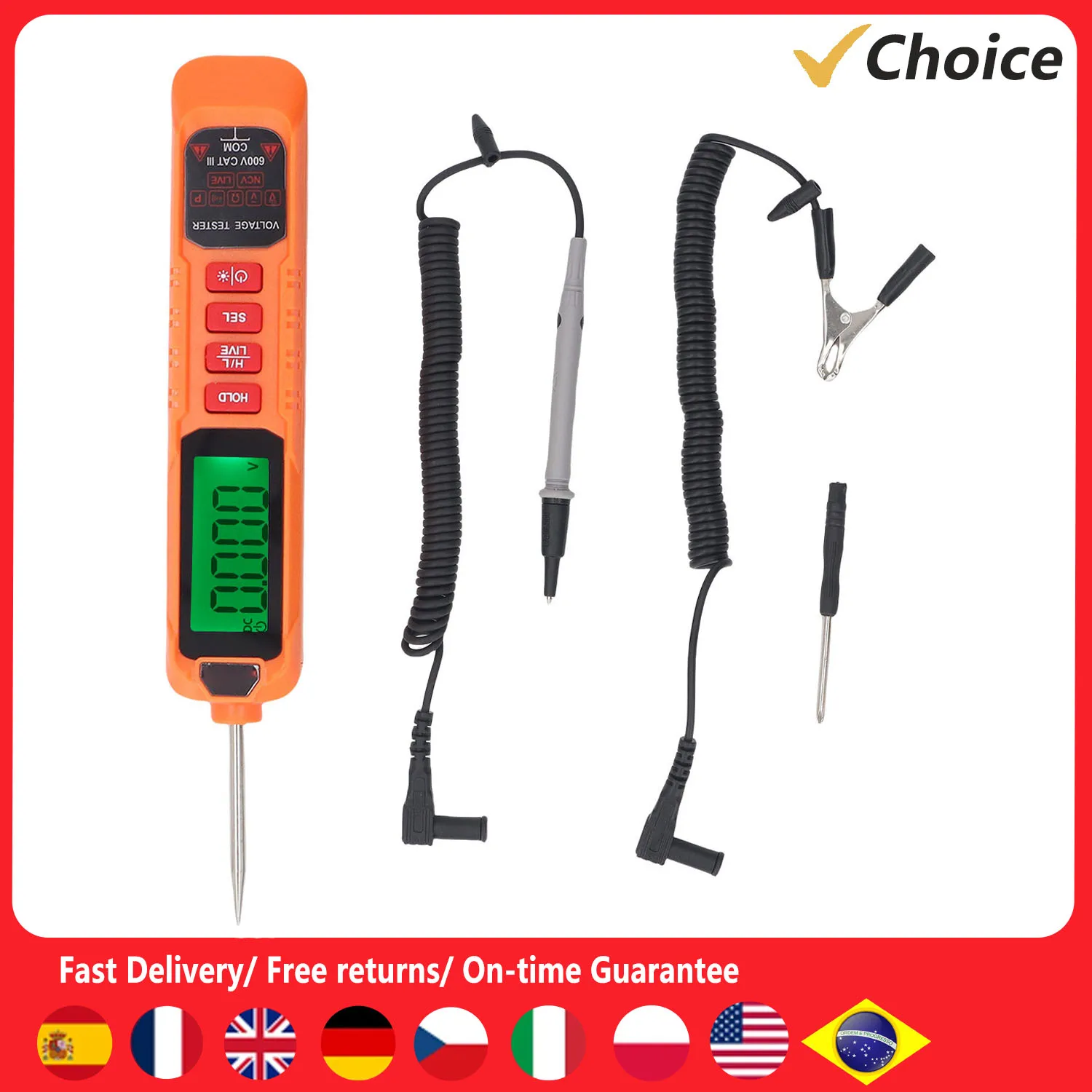 

XC13A Car Voltage Tester Auto Bidirectional Voltage Pen Backlit Digital Multimeter 600V AC DC Continuity Resistive Value Test