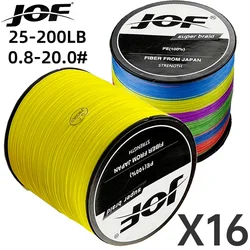 JOF X16 Super Strong Braided Fishing Line 100M 300M Multifilament Weaves Cord Test 25/32/40/55/68/80/100/125/140/161/200LBS