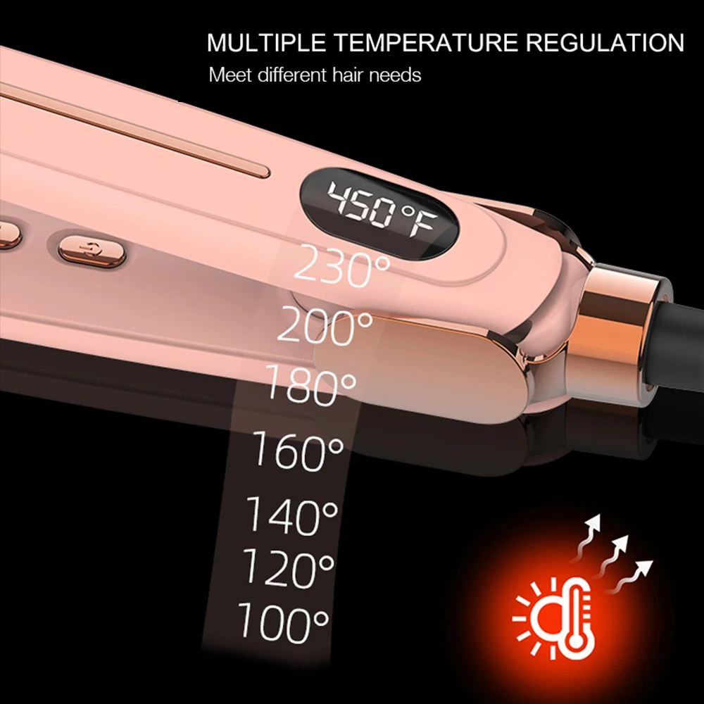 450F High-Temperature Hair Straightener, Wide Plates with Infrared, Keratin Care for Frizzy Hair, Repairs Damaged Hair, Smooths
