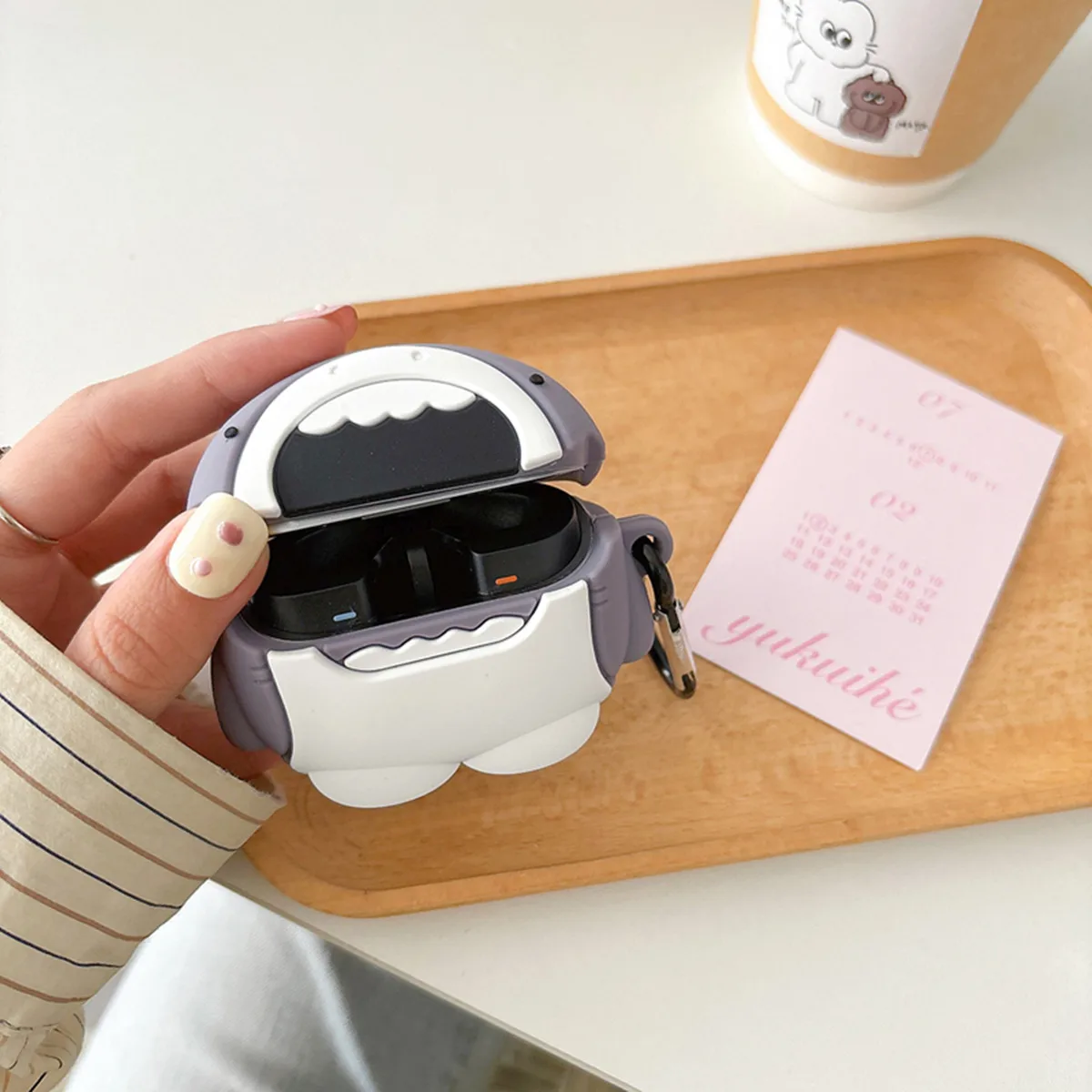 Headphone Case for Samsung Galaxy Buds 3/Buds 3 Pro (2024 Release),Cute Creative Shark Design Silicone Ear Buds case with Hook