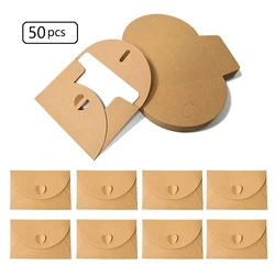 50pcs Blank Gift Card &50pcs Envelopes with Heart Closure Vintage Blank Note Card Set Greeting Card for Wedding Party Invitation