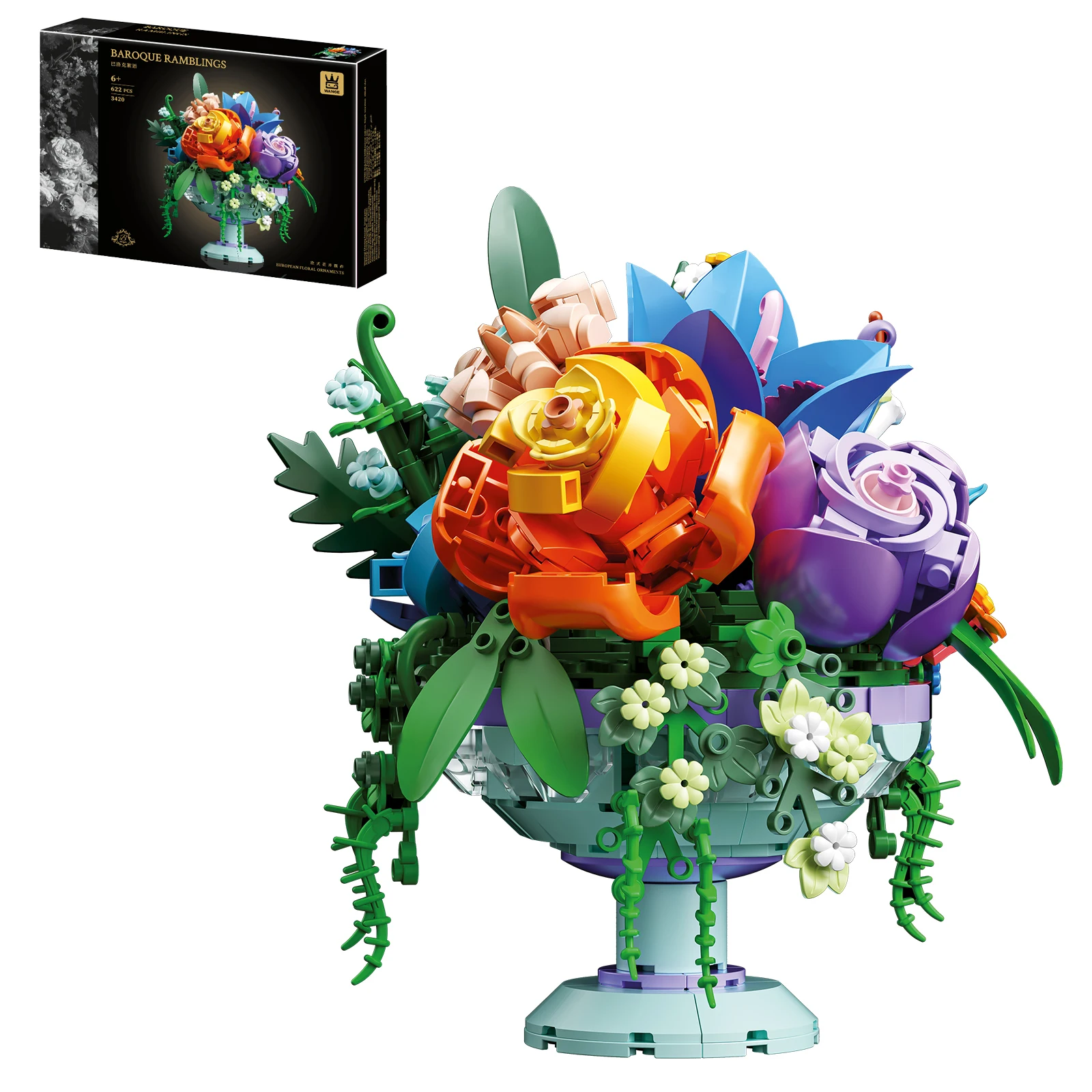 

European Style Potted Plant Building Blocks 622 Pieces Floral Model DIY Creative Gift for Women