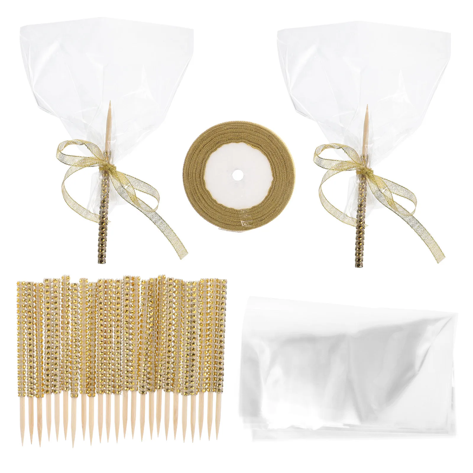 24 Palitos de Bambú Brillantes para Caramelos, Palitos para Chocolate, Cake Pops, Malvaviscos, Decoración para Fiestas