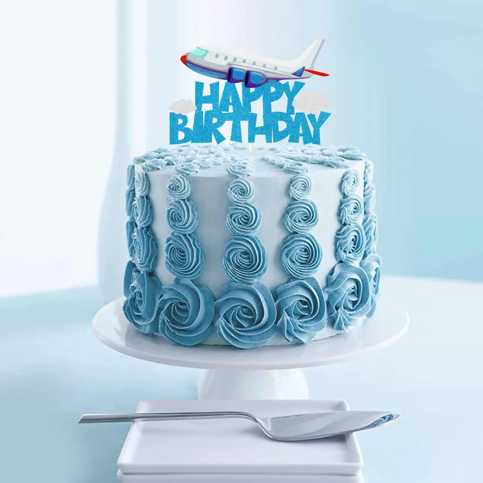 Airplane Birthday Cake Topper Airplane Travel Themed Birthday Party Decorations Supplies Plane Baby Shower Cake Decoration