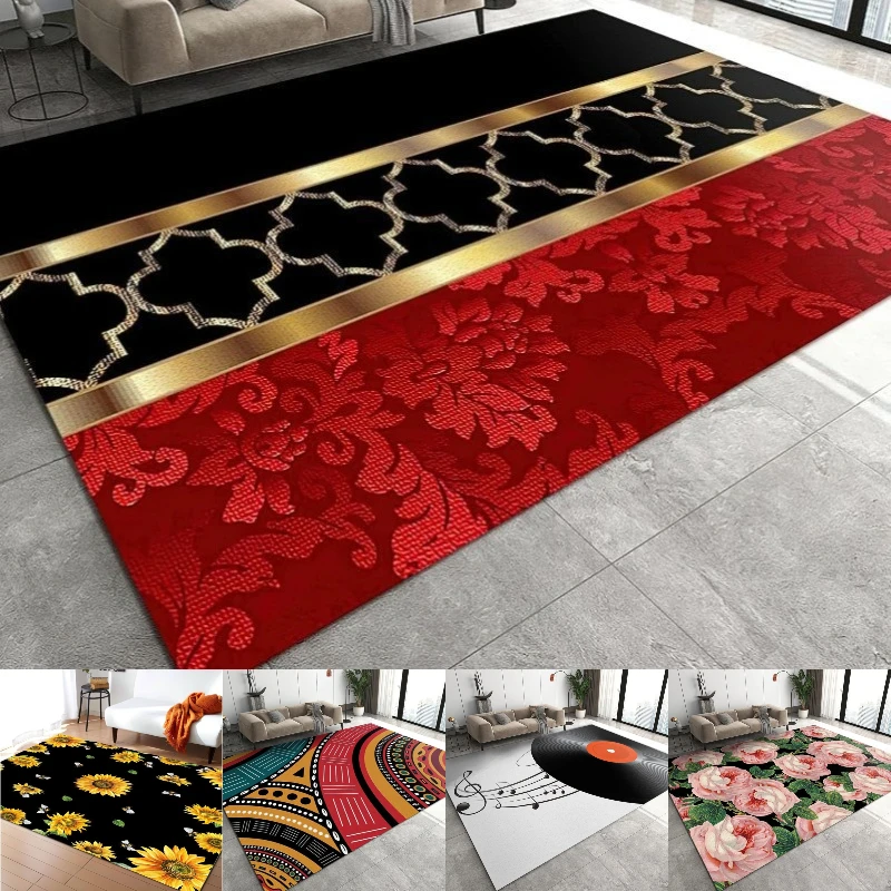 

Nordic Simple Luxury Flower Living Room Bedroom Carpet Large Area Rugs for Home Decor Abstract Non-slip Sofa Mats for Bedroom