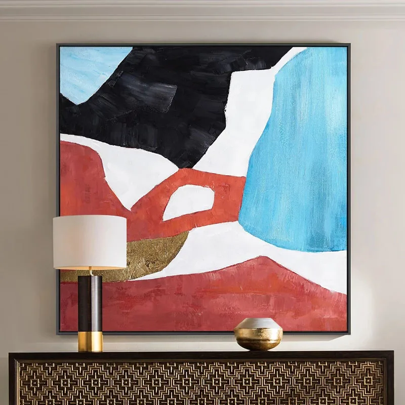 

Handmade Abstract Colorful Color Block Oil Painting Canvas Modern Art Wall Pictures for Bedroom Home Interior Decorative
