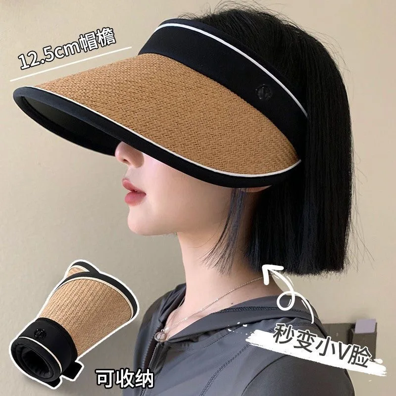 

Пустой верх, защита от солнца, женская летняя соломенная шляпа с защитой от ультрафиолета, складной чехол для отдыха, карниз