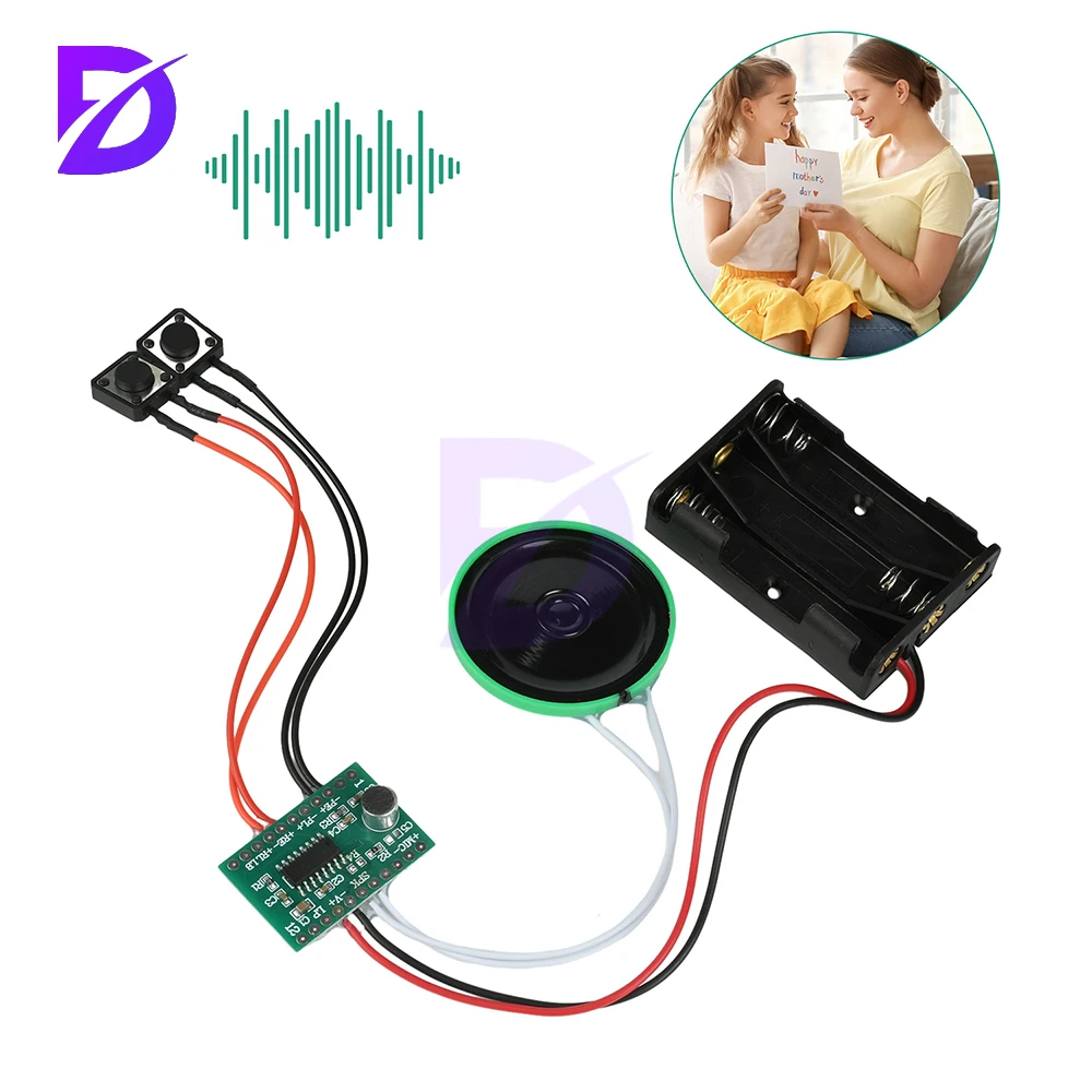 Dual-Button Recording Module 60-Second Recording Module Voice Message Recorder DIY E-Card