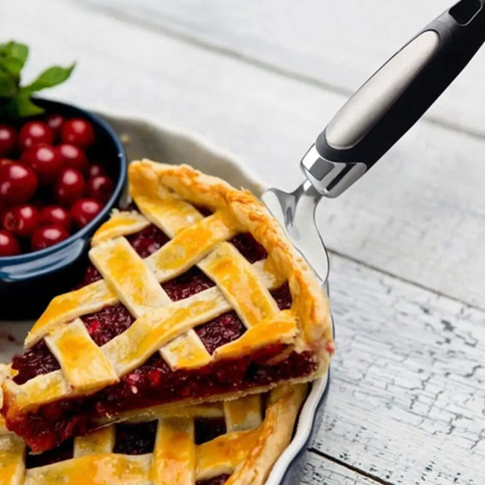 Kitchen Gadget Stainless Steel Triangular Cake Spatula Mirror Finish Plastic Handle Cake Server Household Mooncake Shovel Bakery