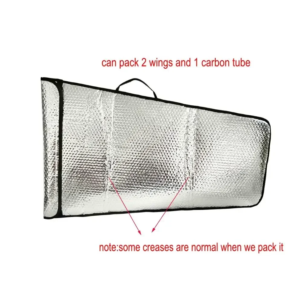 Bubble Layer Protection Wing Tote Bag Pack for 70E 30cc 50cc 100cc RC Airplane Model Silver Can Pack 2 Wings and Carbon Tube