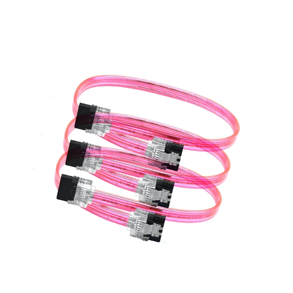 10cm 30cm 50cm 70cm 1M SATA 6 Gb/s Cable ,180 Degree to 180 Degree SATA III 6Gb/s Data Cable w/Latch Transparent pink