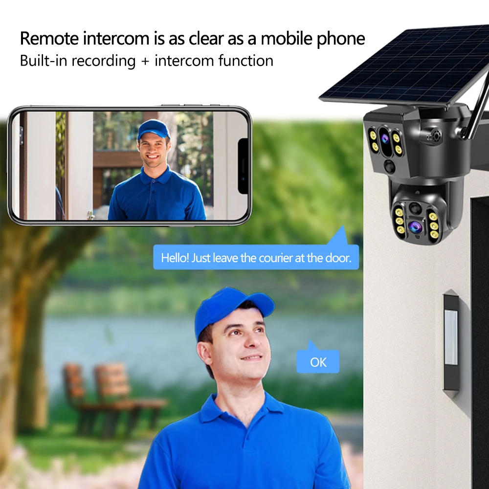 ALLCHN-Caméra de surveillance extérieure 4K 8MP 4G, dispositif de sécurité sans fil, avec vision nocturne et objectif pour touristes