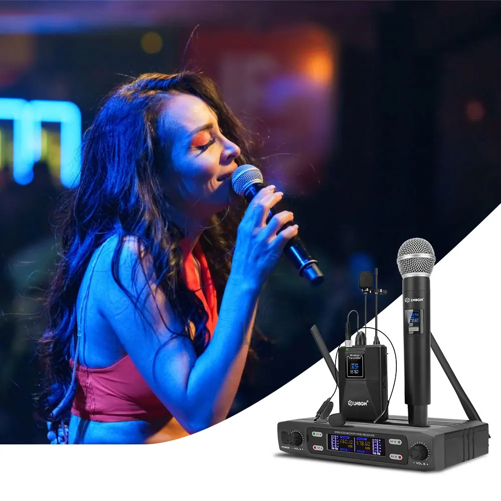 LMBGM R12 Drahtloses Mikrofonsystem Enthält 1 Gürteltransmitter und 1 Vergoldetes Mikrofon. Ideal für Karaoke zu Hause. – Detail 10