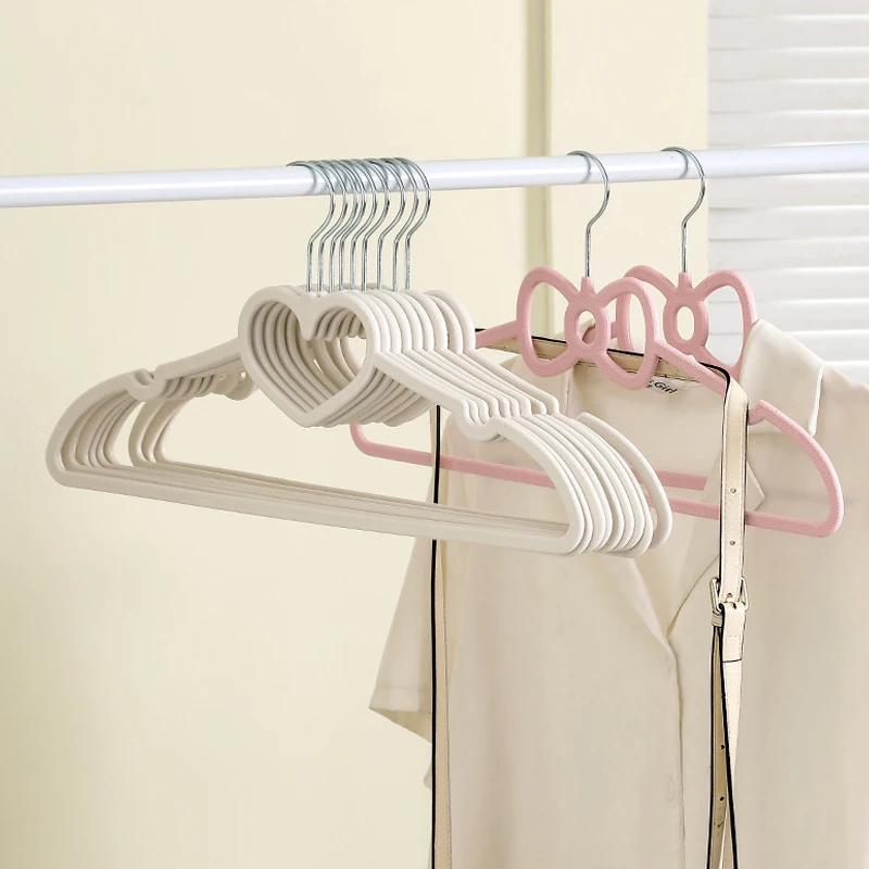 

10 Hangers, Durable Heart-shaped Multifunctional Hangers, Adult And Children's Clothing Hanging Products