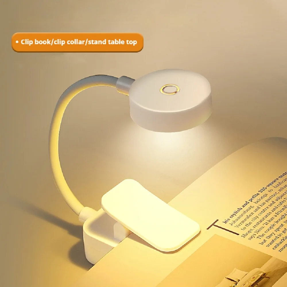 Folding Clip Bedside Lamp 3 Colors Stepless Dimmable Battery Powered LED Book Lamp Adjustable Portable Study Reading Table Lamp