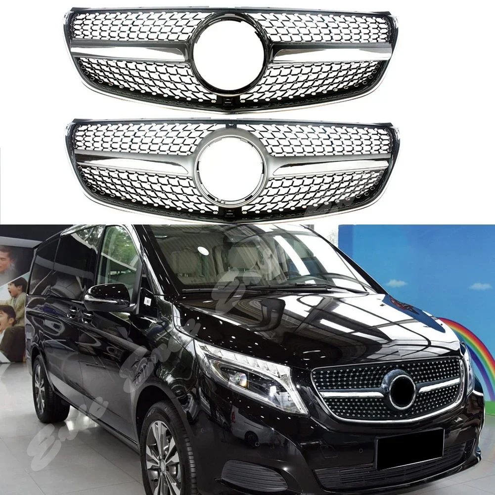 

Передняя гоночная заготовка автомобиля, решетка бампера, верхняя решетка для подтяжки лица, подходит для Mercedes-Benz W447 V-Class V220d V250 2015-2019 Diamond