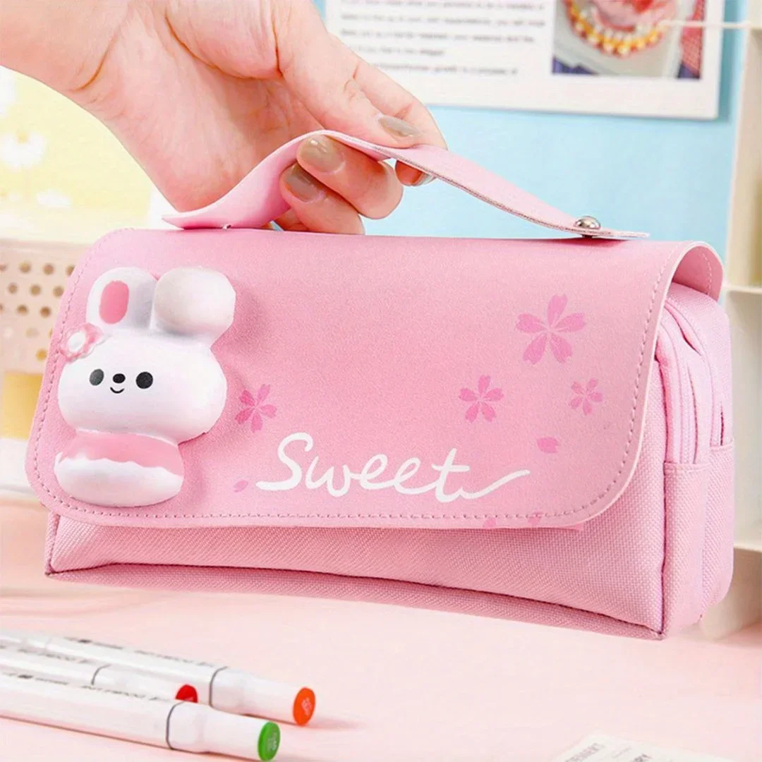 Imagem -03 - Impermeável 3d Lápis Case para Meninas Descompressão Pen Pouch Bonito Material Escolar Caixa Organizadora Estética Papelaria Kawaii