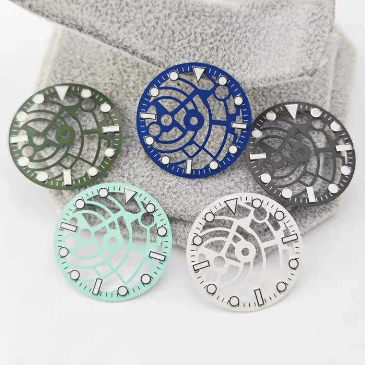 28.5mm Skeleton Watch Dial Fit NH70 NH71 NH72 Automatic Movement SUB Style BGW9 Luminous Mechanical Watch Mod Accessories