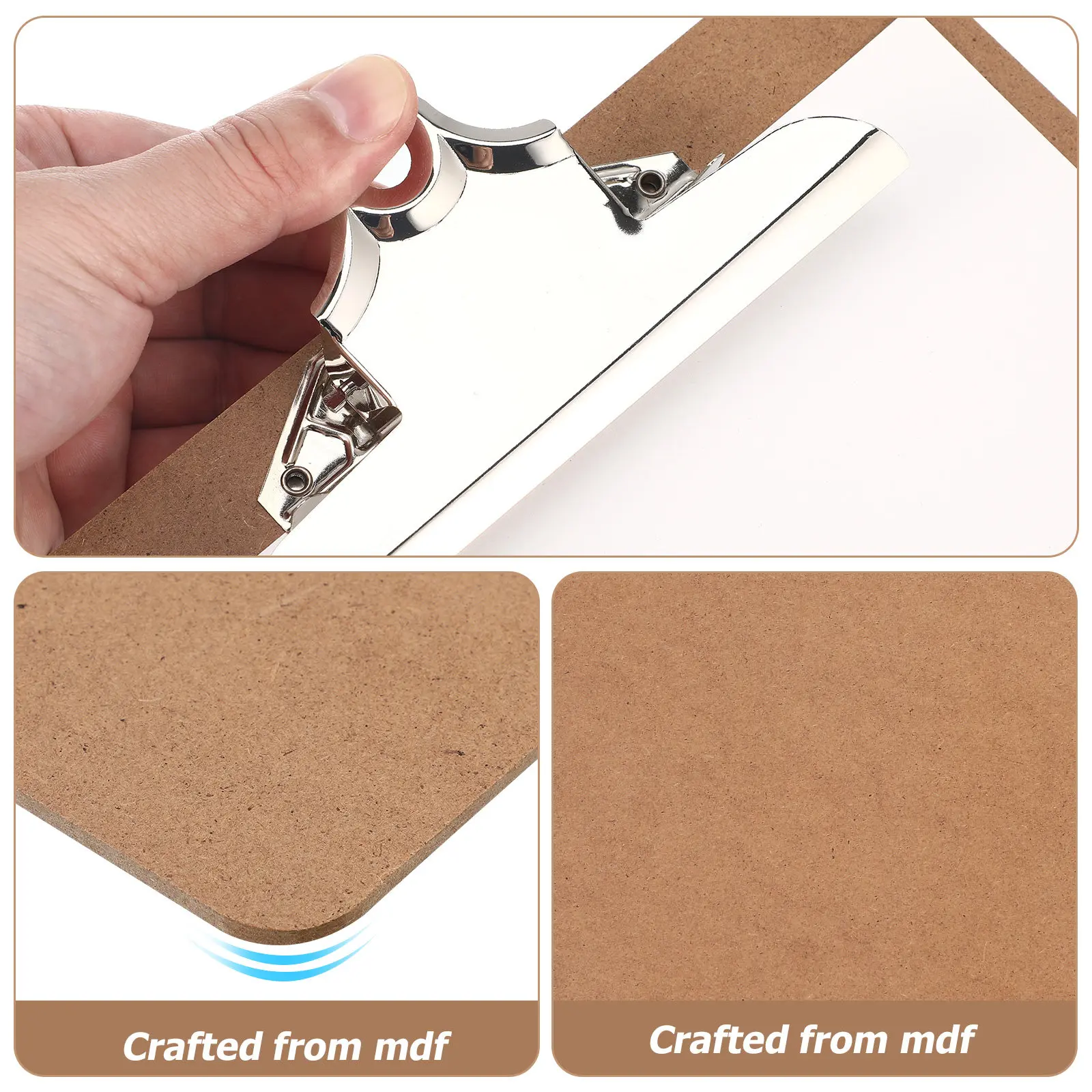 6Pcs Letter Size Mdf Clipboard Strong Clamping Force Flat Surface Writing Support Board Portable Office Memo Sketch Hardboard