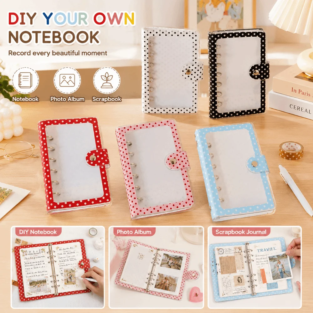 INS PVC A7 Binder Cover Clear A7 Polka Dot Clear Binder Polka Dot Photocard Holder Album Shell Journal Making