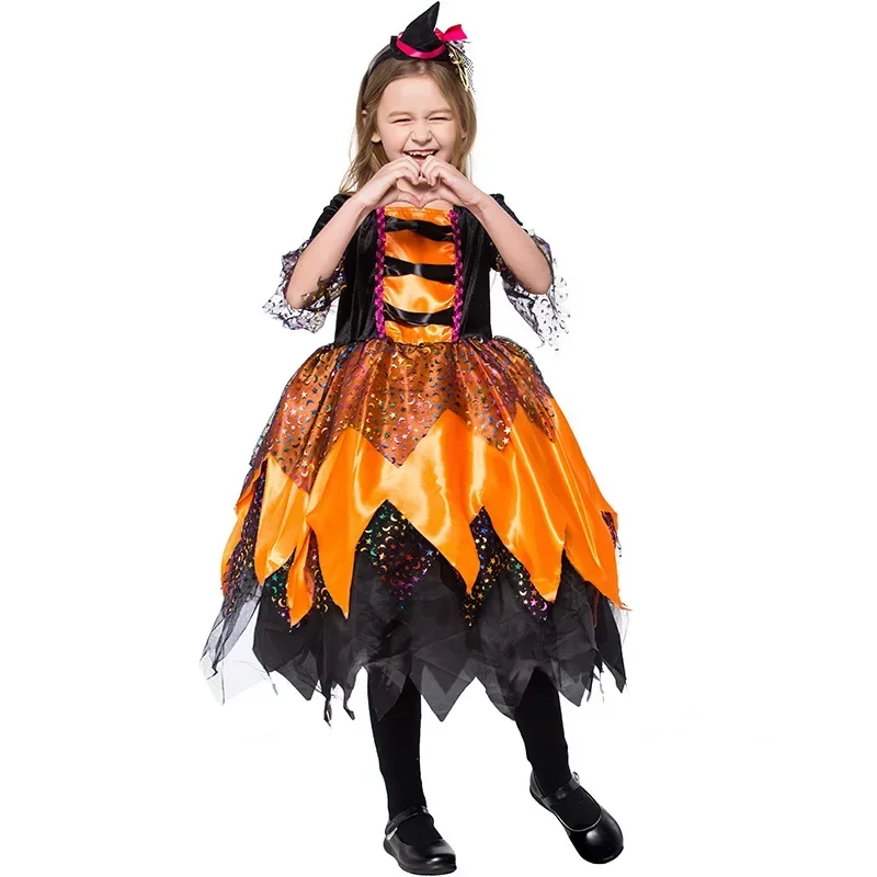 

Halloween Cosplay Witch Party Gift Star Moon Pumpkin Dress
