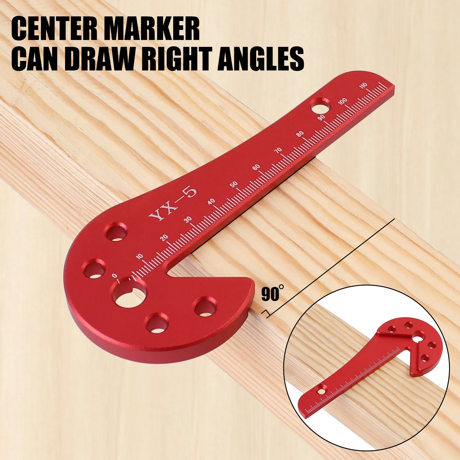 Aluminum Circle Center Finder, 45/90 Degree Positioning Ruler, Right Angle Positioning, Centerline Positioning, Measuring Ruler
