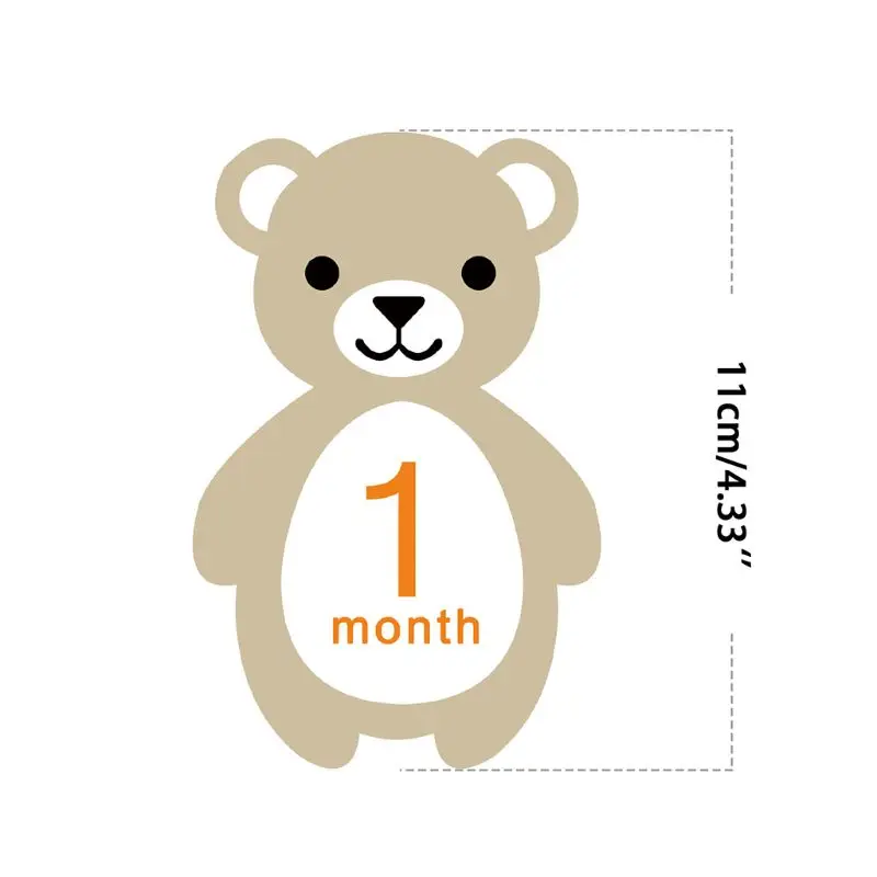 Month Stickers for Baby Boy Girl Animal with Big Belly Print Set of 12 Unisex Creatures Baby Milestone Stickers