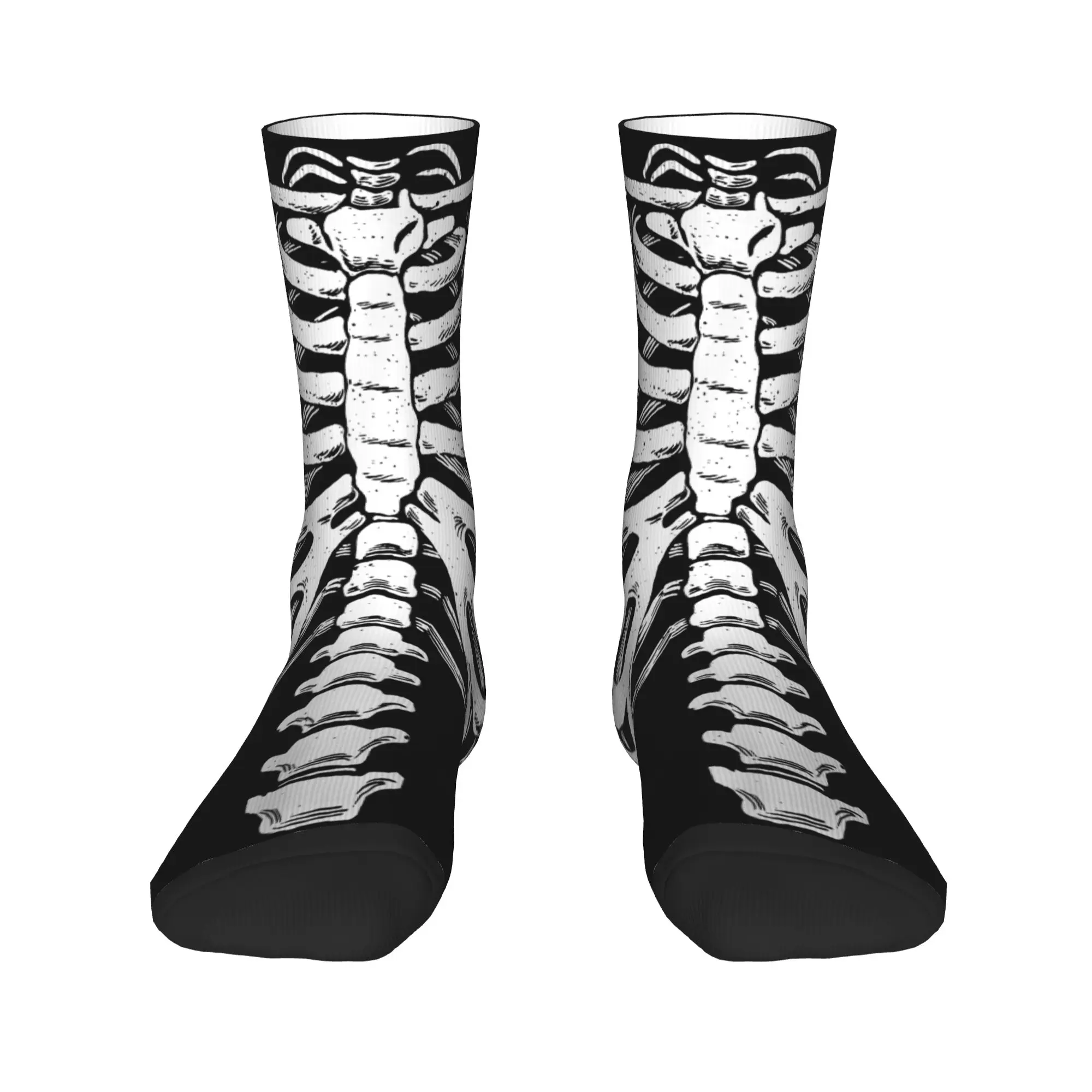 Gabbia a costine scheletro Semplice costume di Halloween Calzini scheletro Calze divertenti Calzini invernali antiscivolo per coppia Calzini da ciclismo grafici